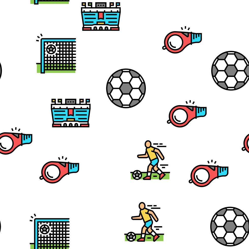 Soccer Team Sport Game On Stadium Vector Seamless Pattern