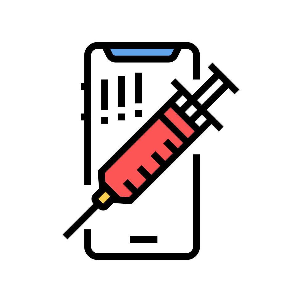 syringe and mobile phone color icon vector illustration