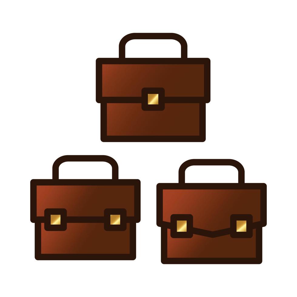 brown business briefcase logo icon vector bundle set