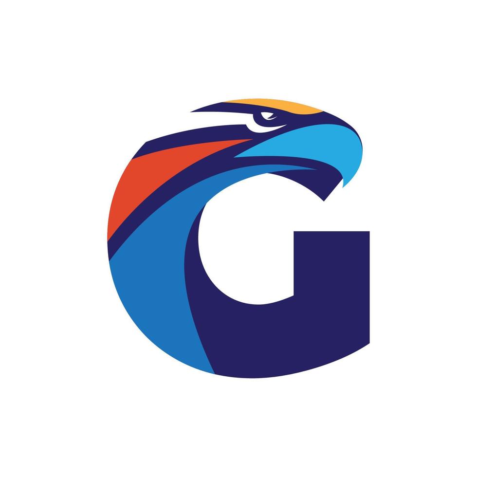 Letter G initial logo with eagle head vector template