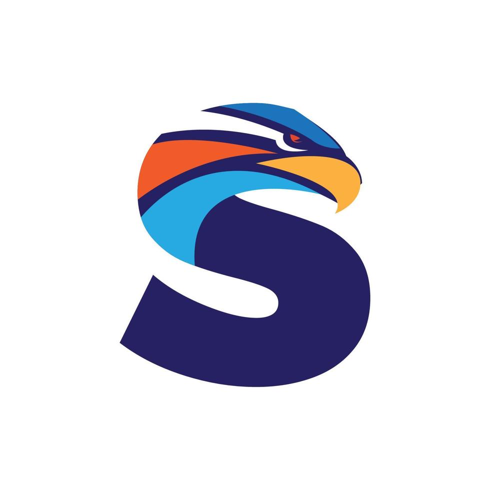 Letter S initial logo with eagle head vector template