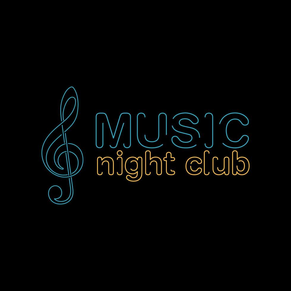 music night club logo vector template with neon style