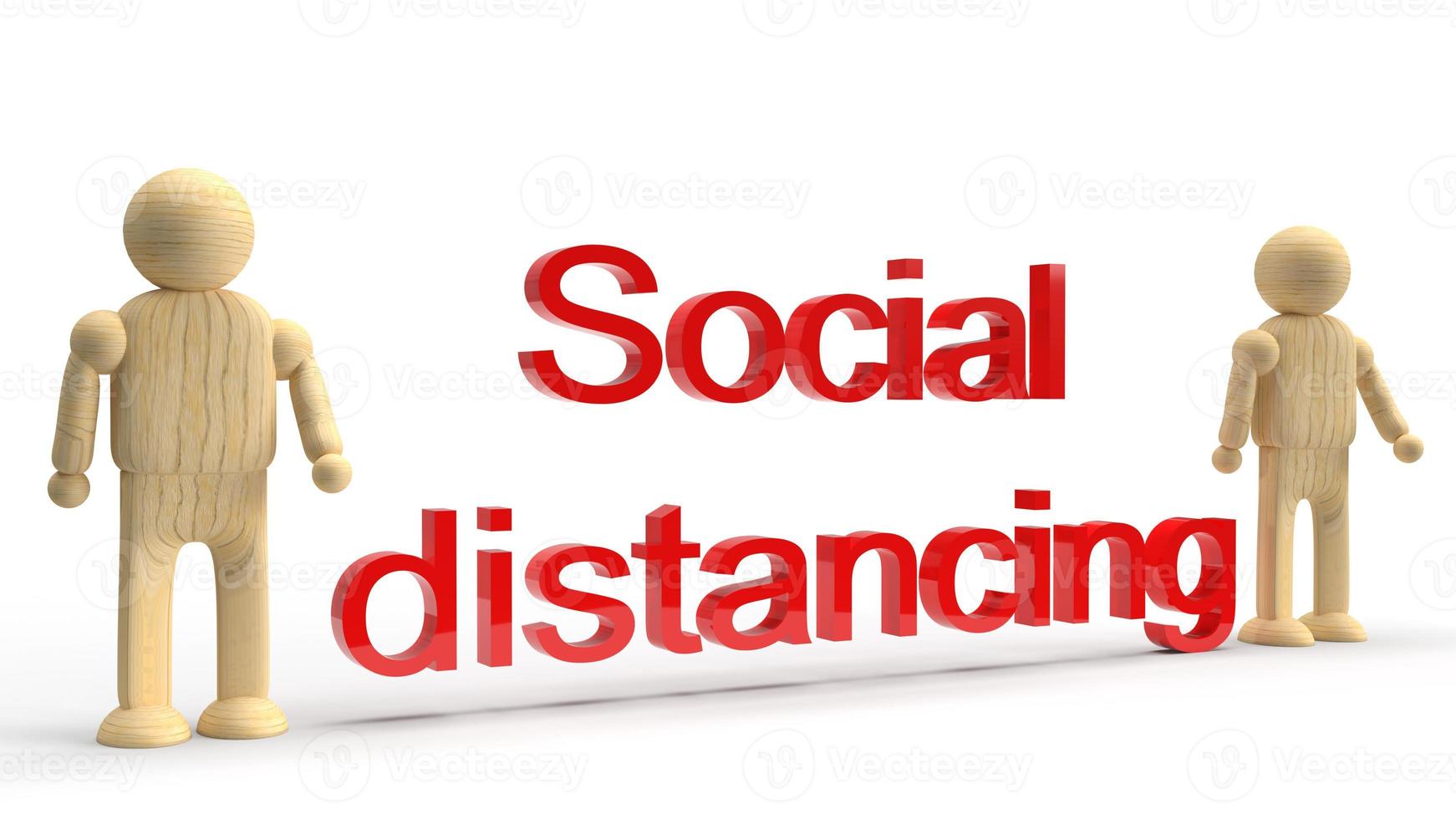 human wood and text 3d rendering for Social distancing content. photo