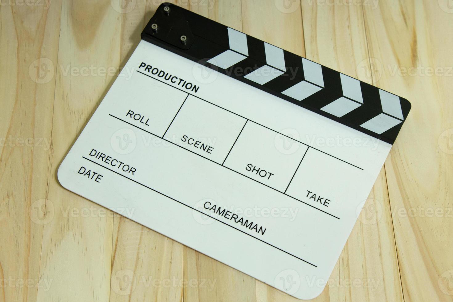 movie slate on wood for movie content. photo