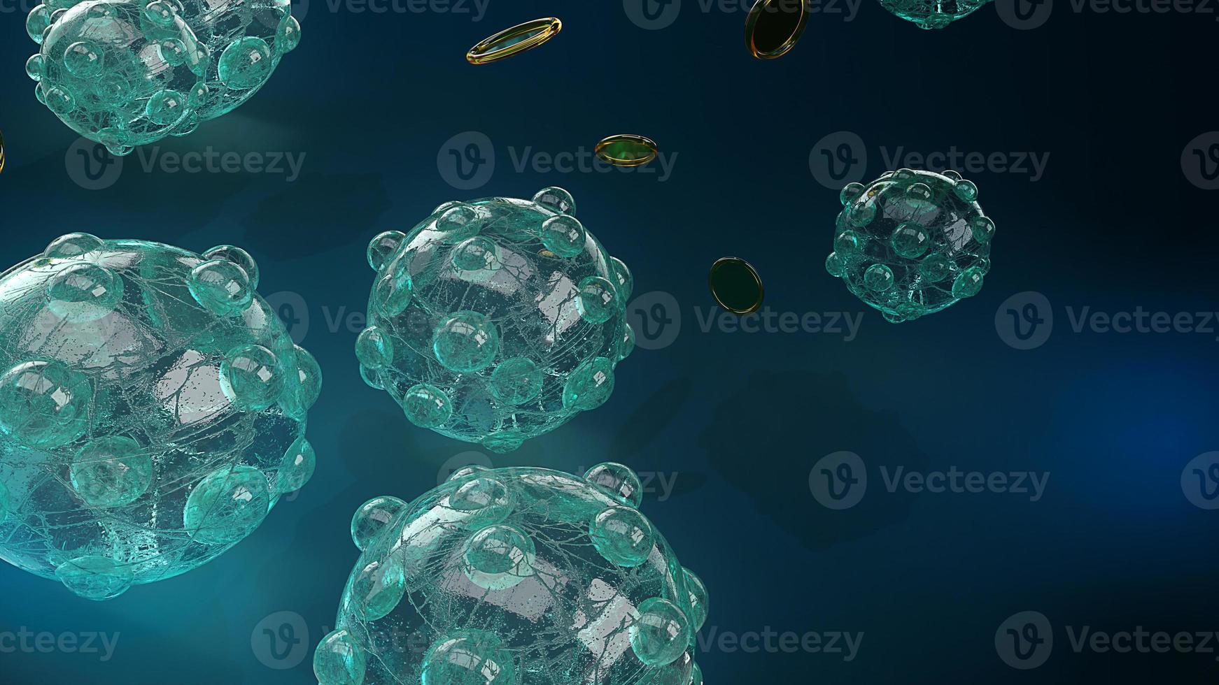 virus in dark tone 3d rendering for  medicine  and  healthcare content. photo