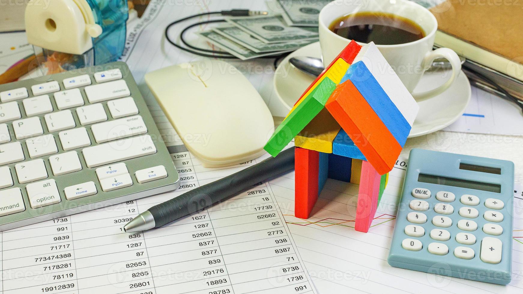 A Home toy on business work table close up image. photo