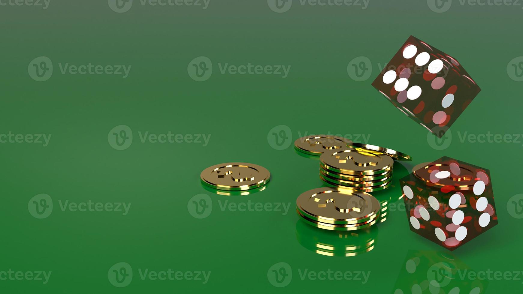 Red dices on green 3d rendering close up image. photo