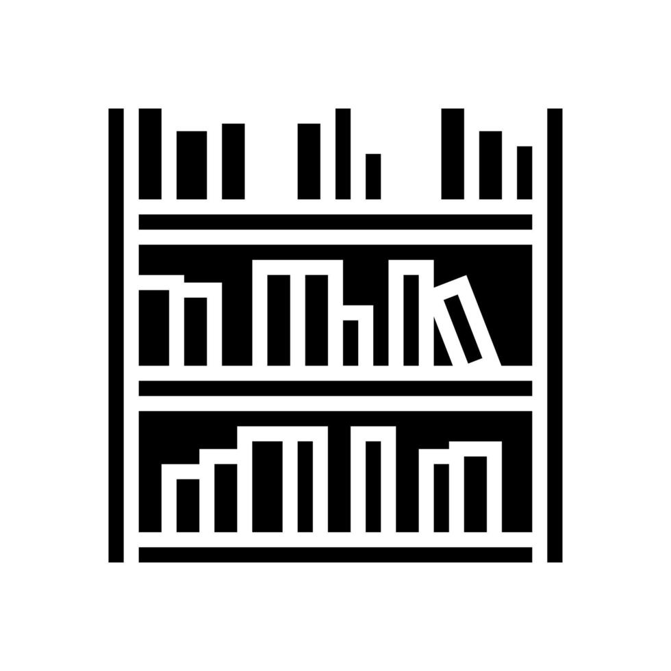 estantería de biblioteca con ilustración de vector de icono de glifo de libros