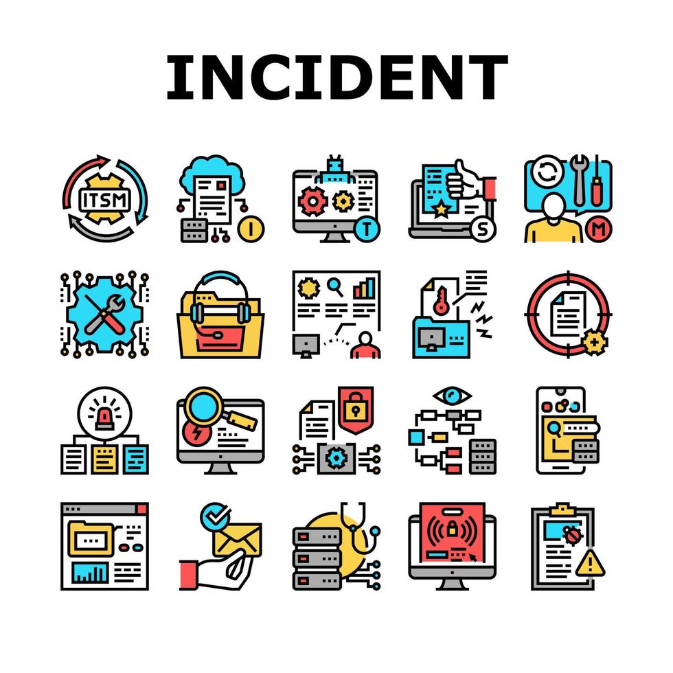 Incident Management Collection Icons Set Vector