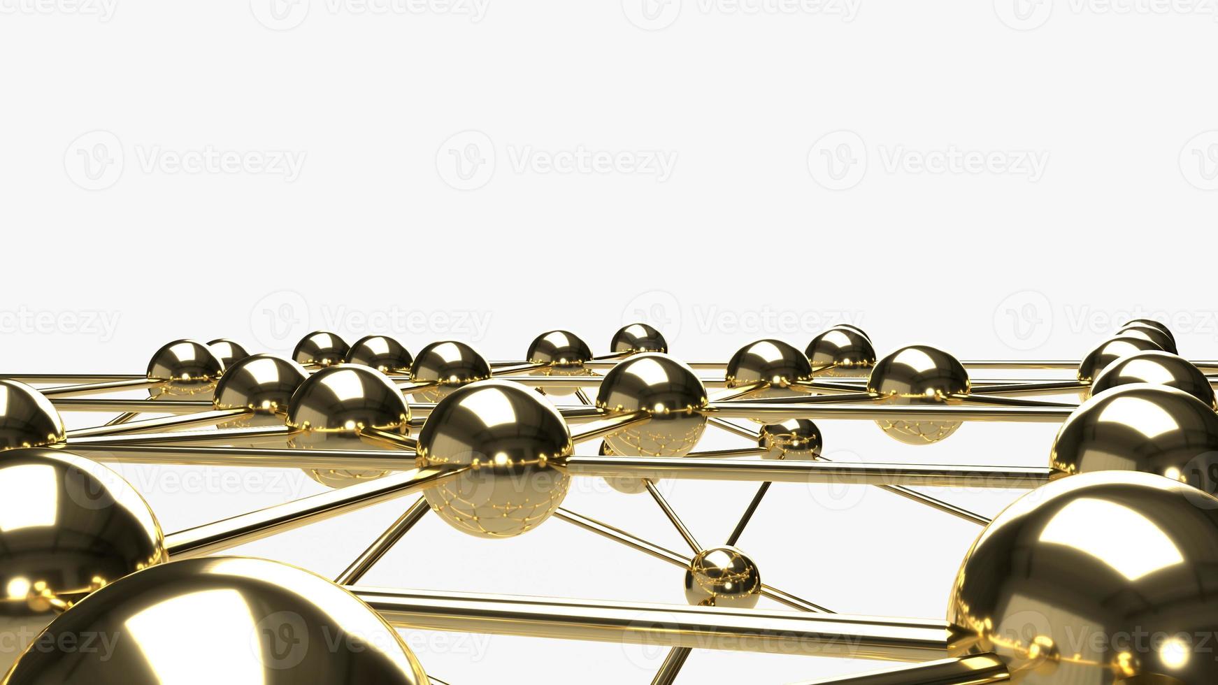 The Abstract design connection design gold  sphere network structure 3d rendering. photo