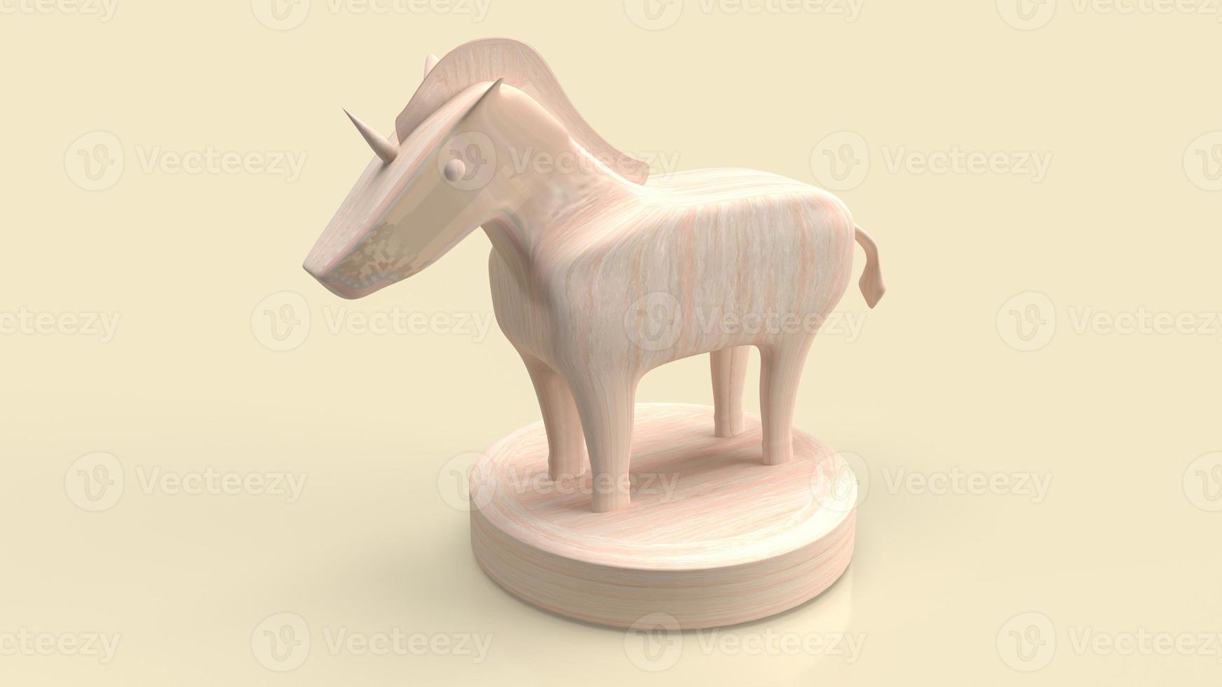 The wood unicorn  for start up or business concept 3d rendering photo