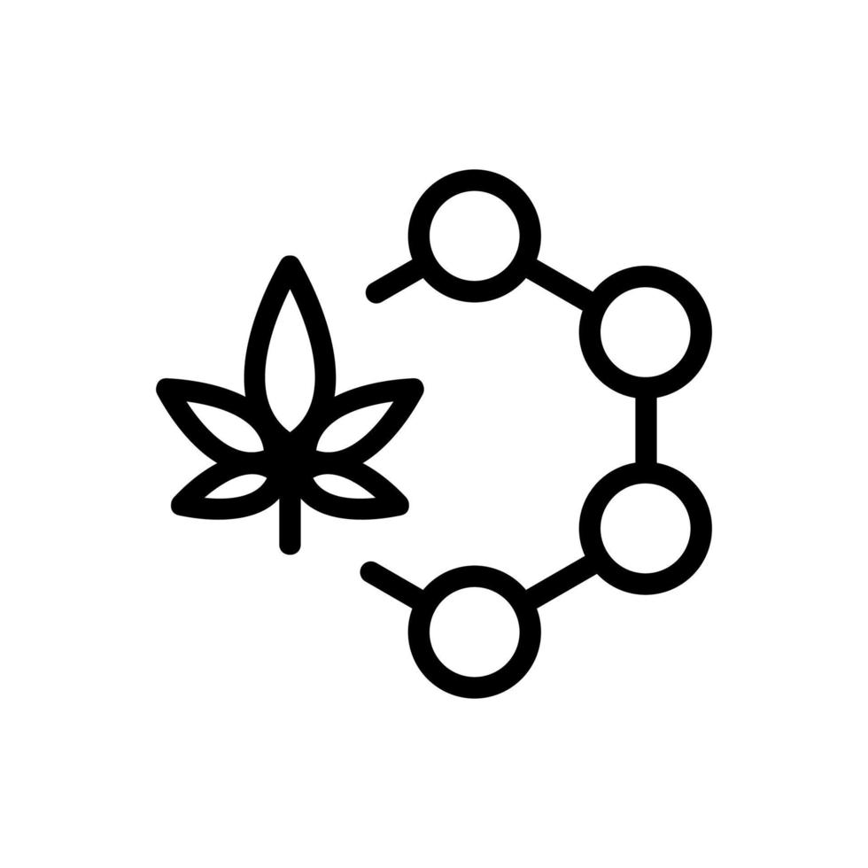 cannabis molecule icon vector outline illustration