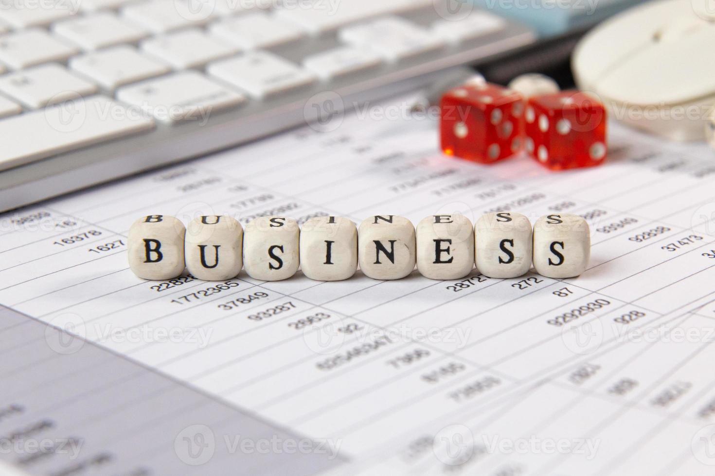 The Business word on wood cube business content image. photo