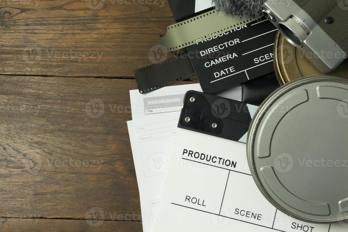 Film production Behind the scenes flat lay image for background. photo