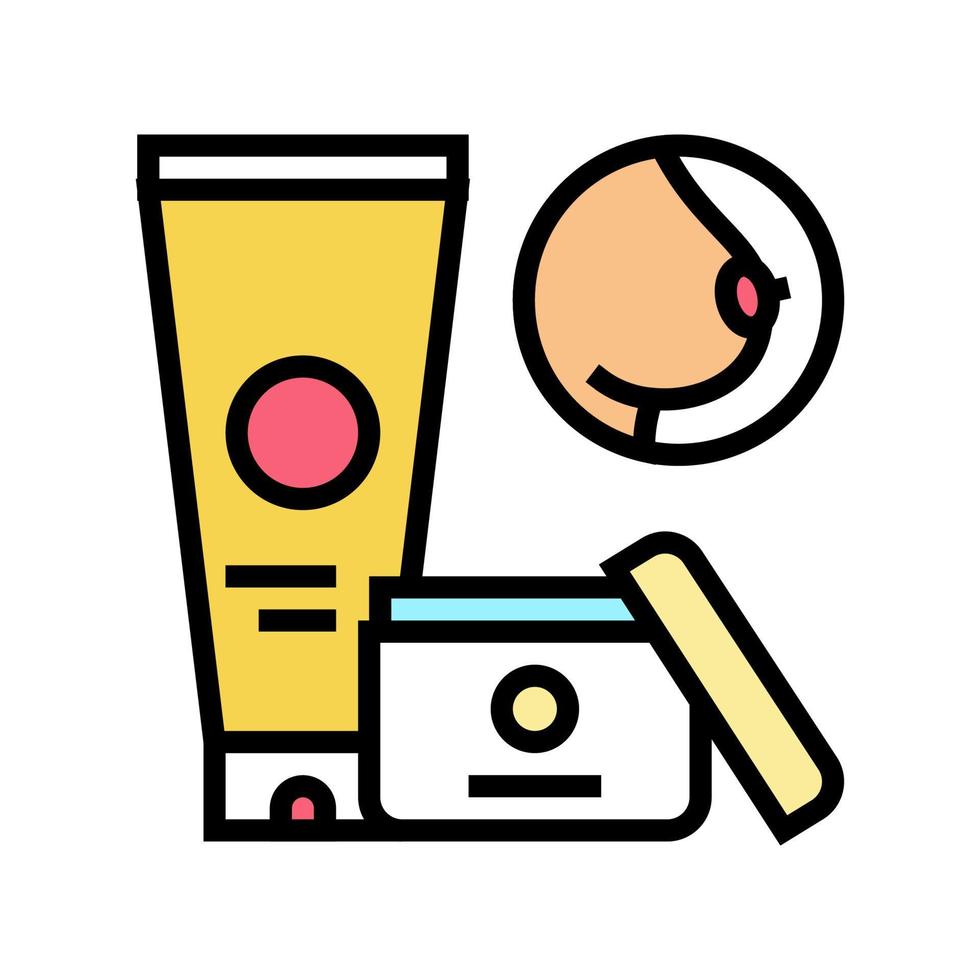 ungüento de pezón y crema para la ilustración de vector de icono de color de mama