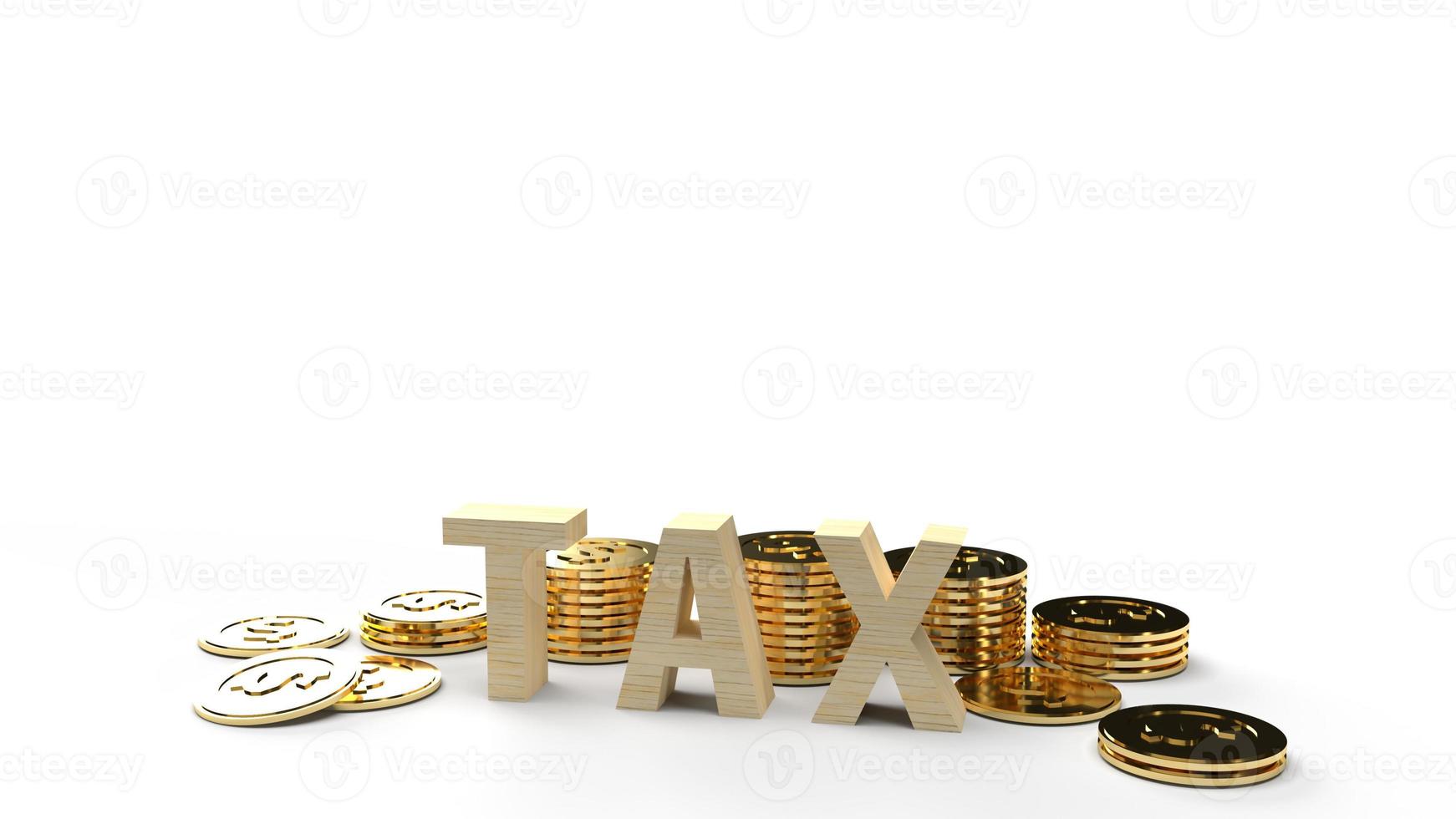 The wood tax and coin 3d rendering image for business content. photo