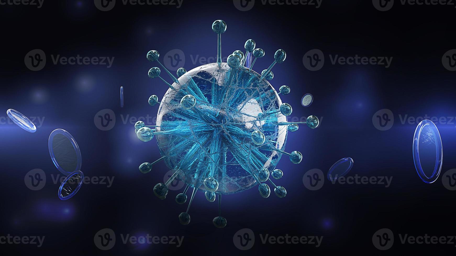 virus in dark tone 3d rendering for  medicine  and  healthcare content. photo