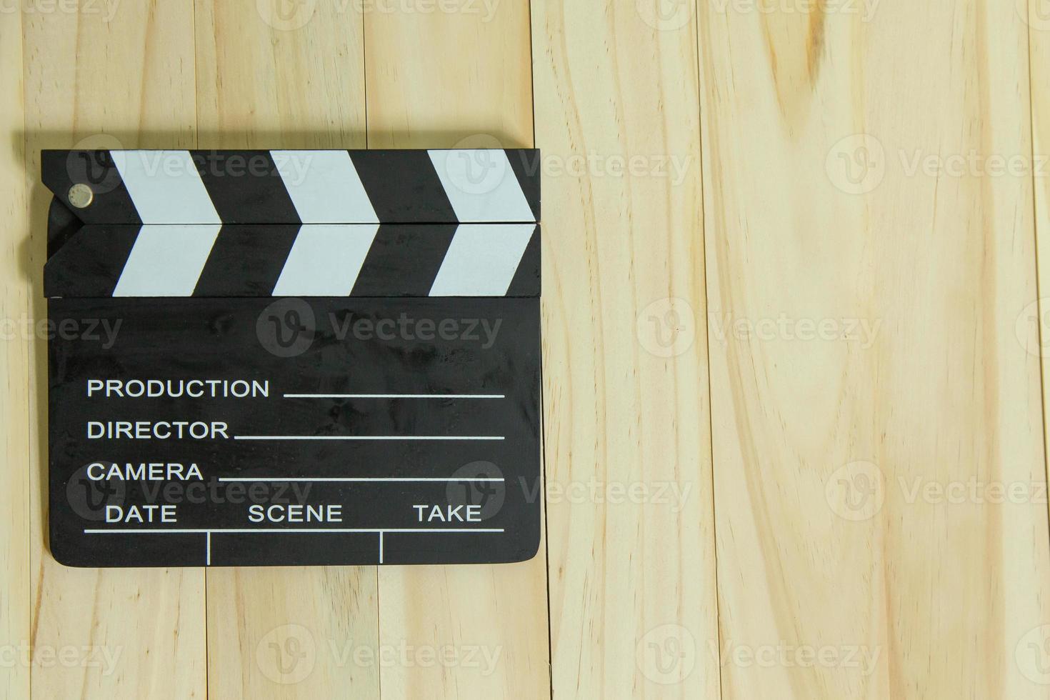 movie slate on wood for movie content. photo