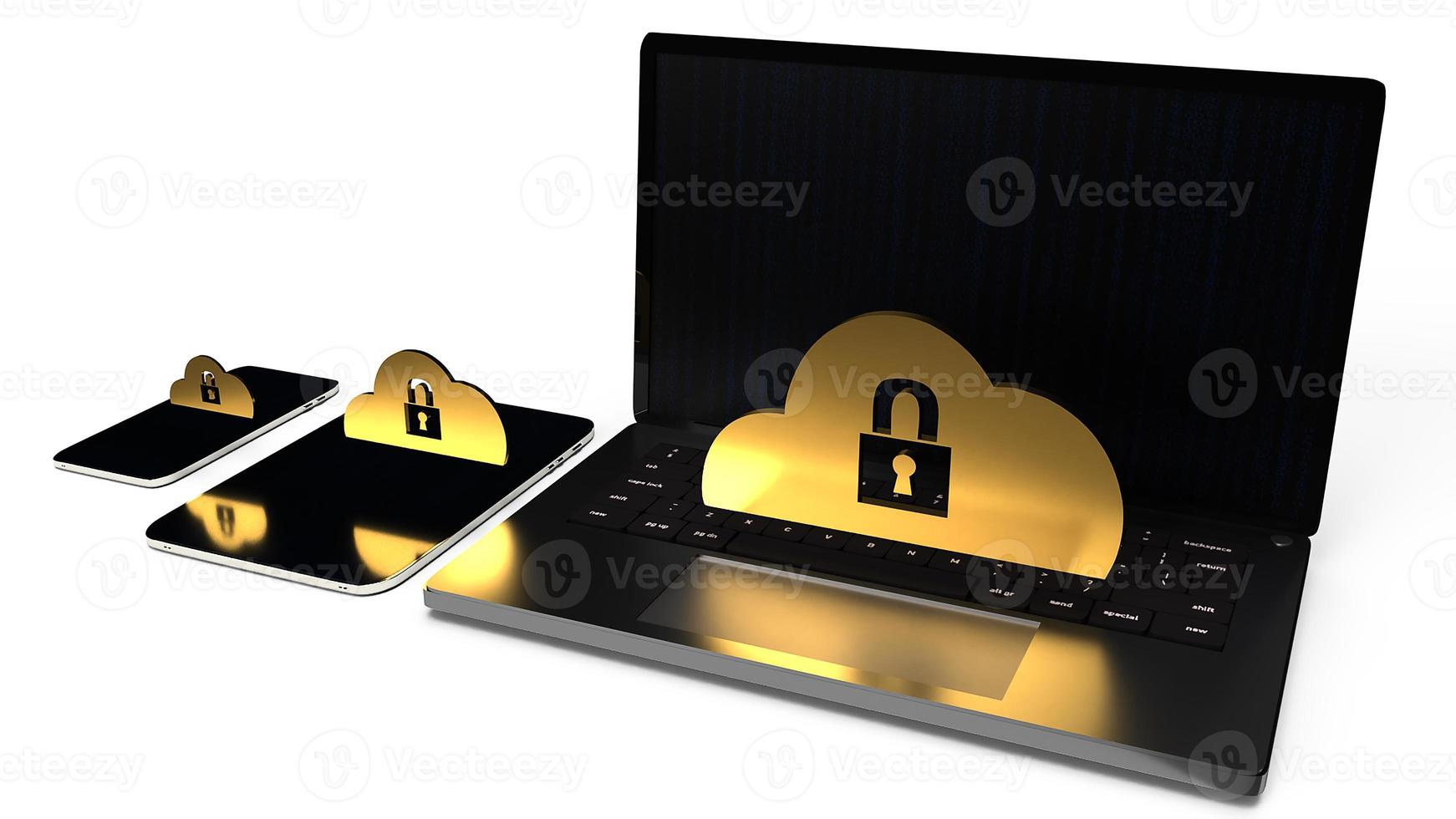 cloud security solutions for IT device 3d rendering. photo