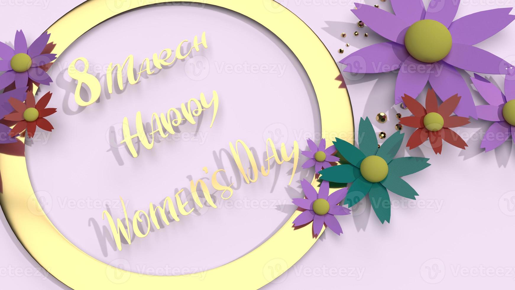 flowers and gold 3d rendering for women day content. photo