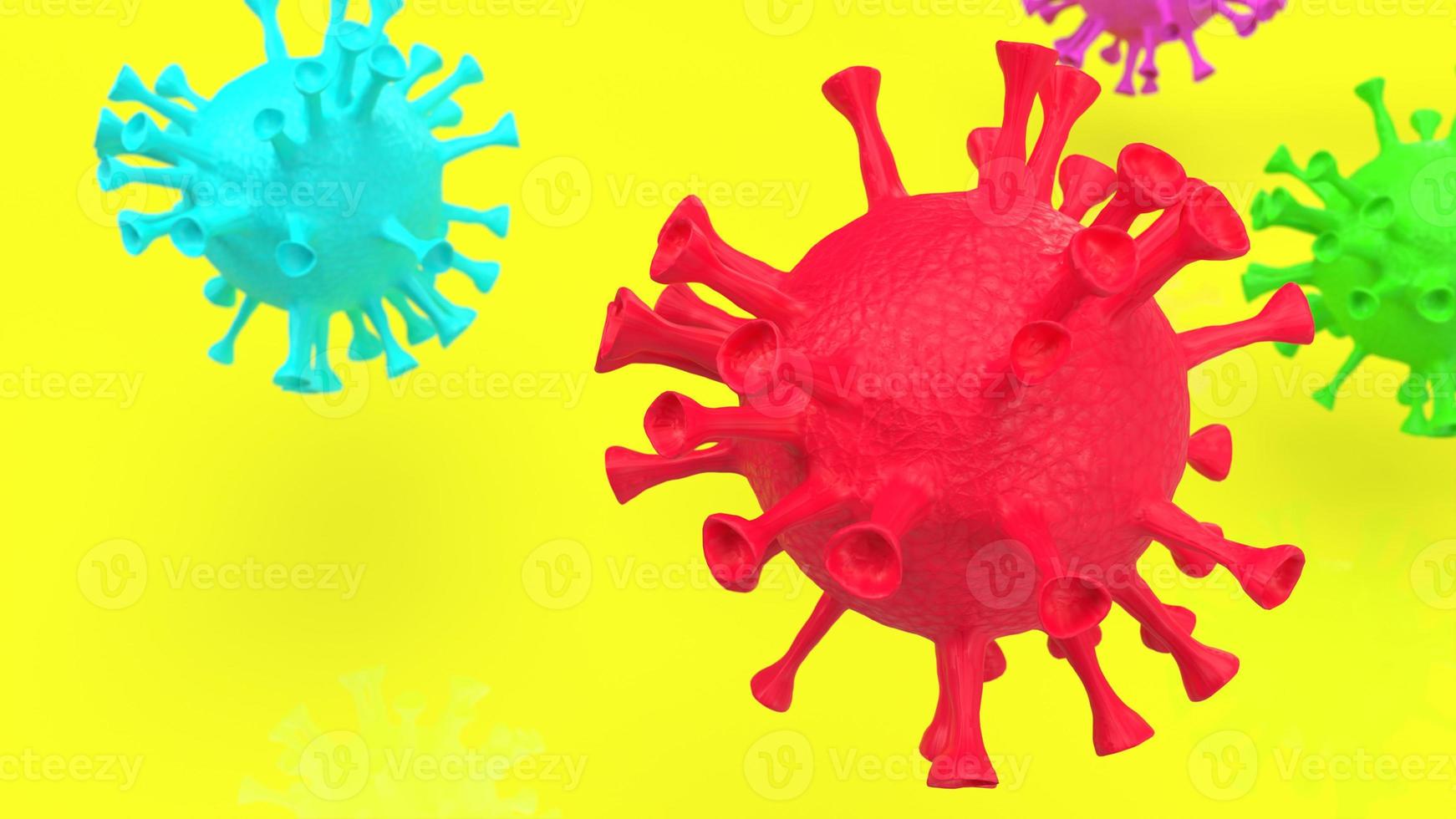 The virus multi color on yellow background for medical content 3d rendering photo