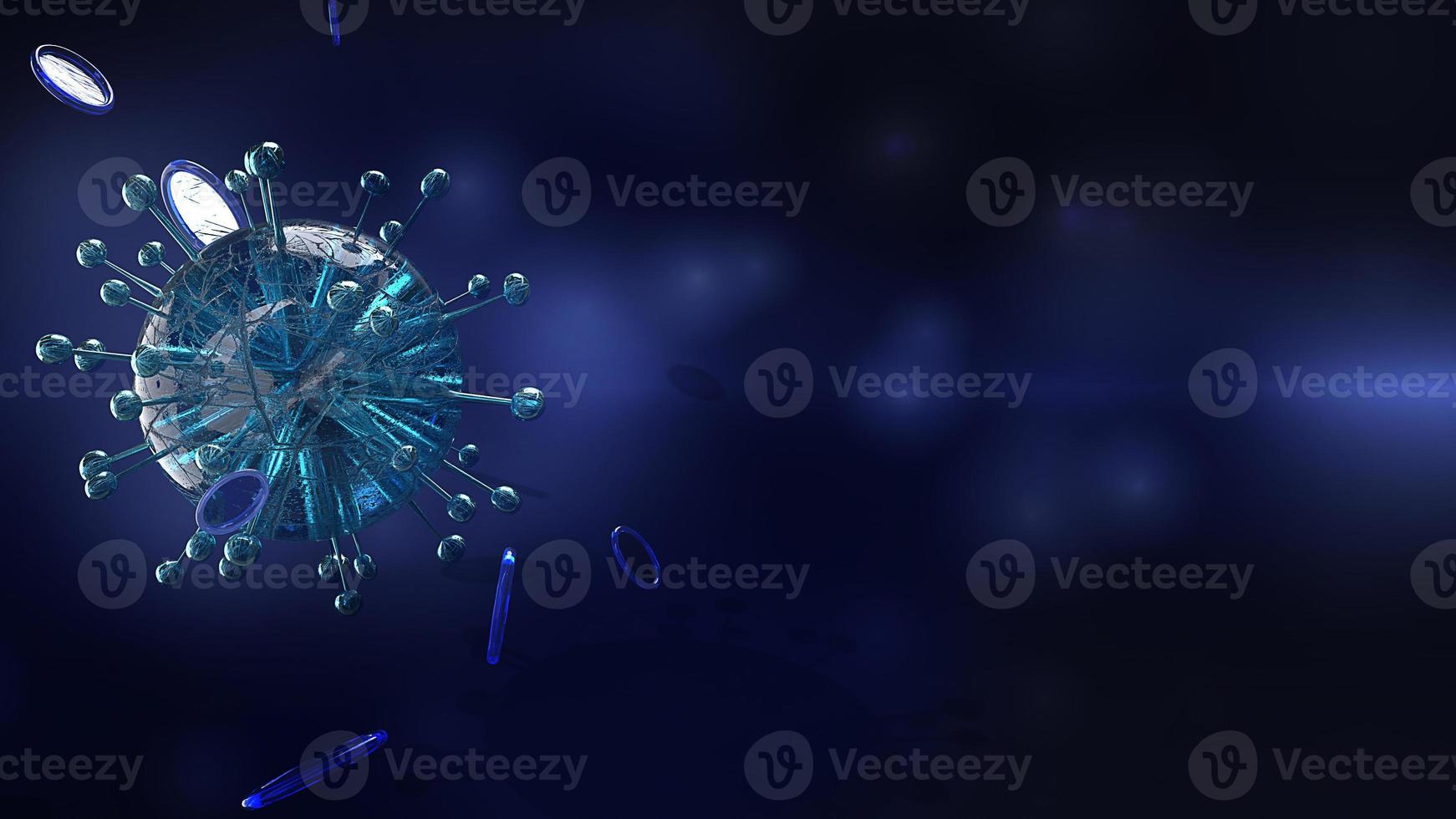 virus in dark tone 3d rendering for  medicine  and  healthcare content. photo