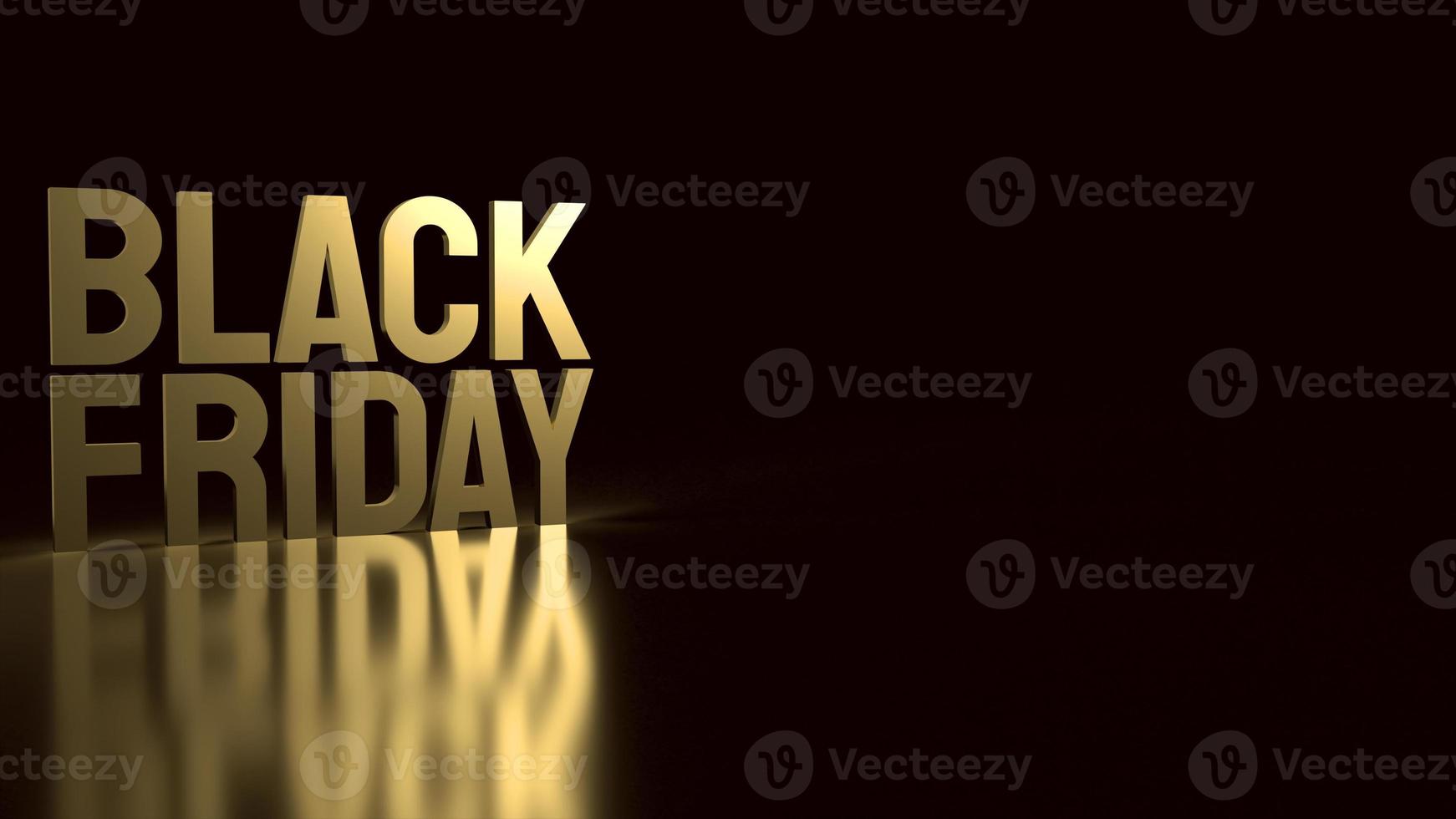 gold Black Friday text on black background for holiday shopping  3d rendering. photo