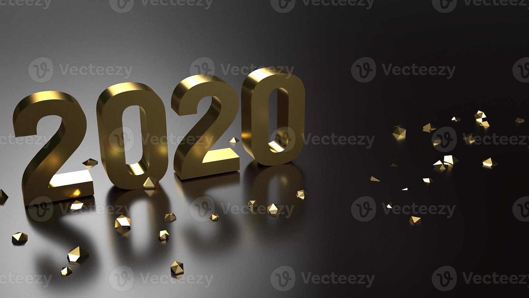 3d rendering 2020 gold number for new year  concept. photo