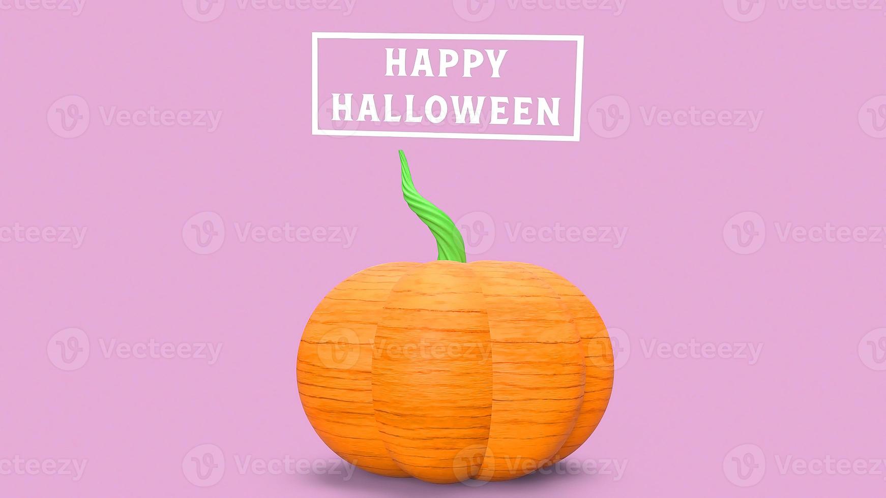 Representación 3d de calabaza de arte pop de dibujos animados sobre fondo rosa para contenido de halloween. foto