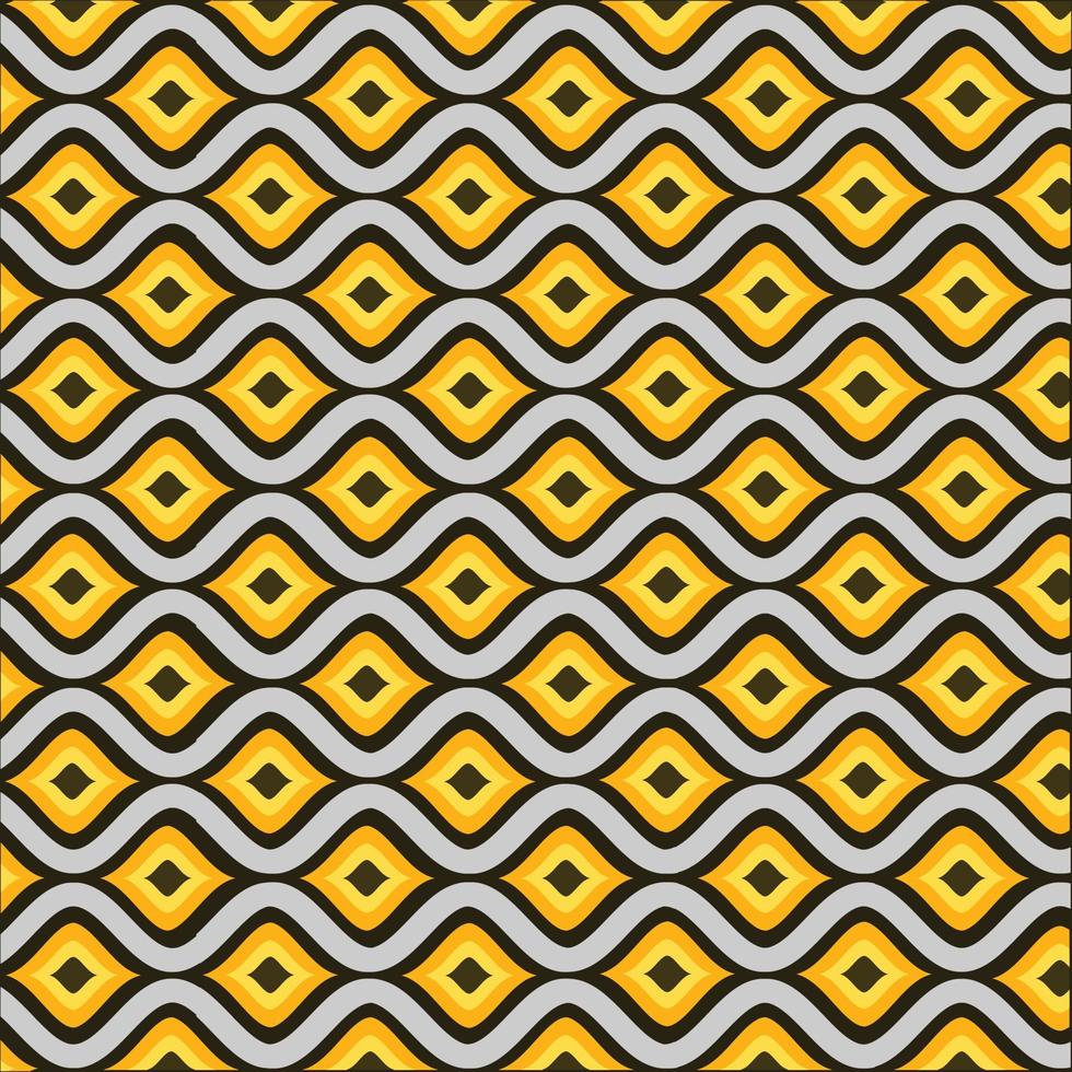 fondo vintage hecho de formas de gota de oro concéntricas entre líneas blancas curvas. líneas en zigzag, sinuosas, en zigzag, tortuosas, sinuosas, serpentinas, doradas y blancas, doradas blancas, fondo vintage vector