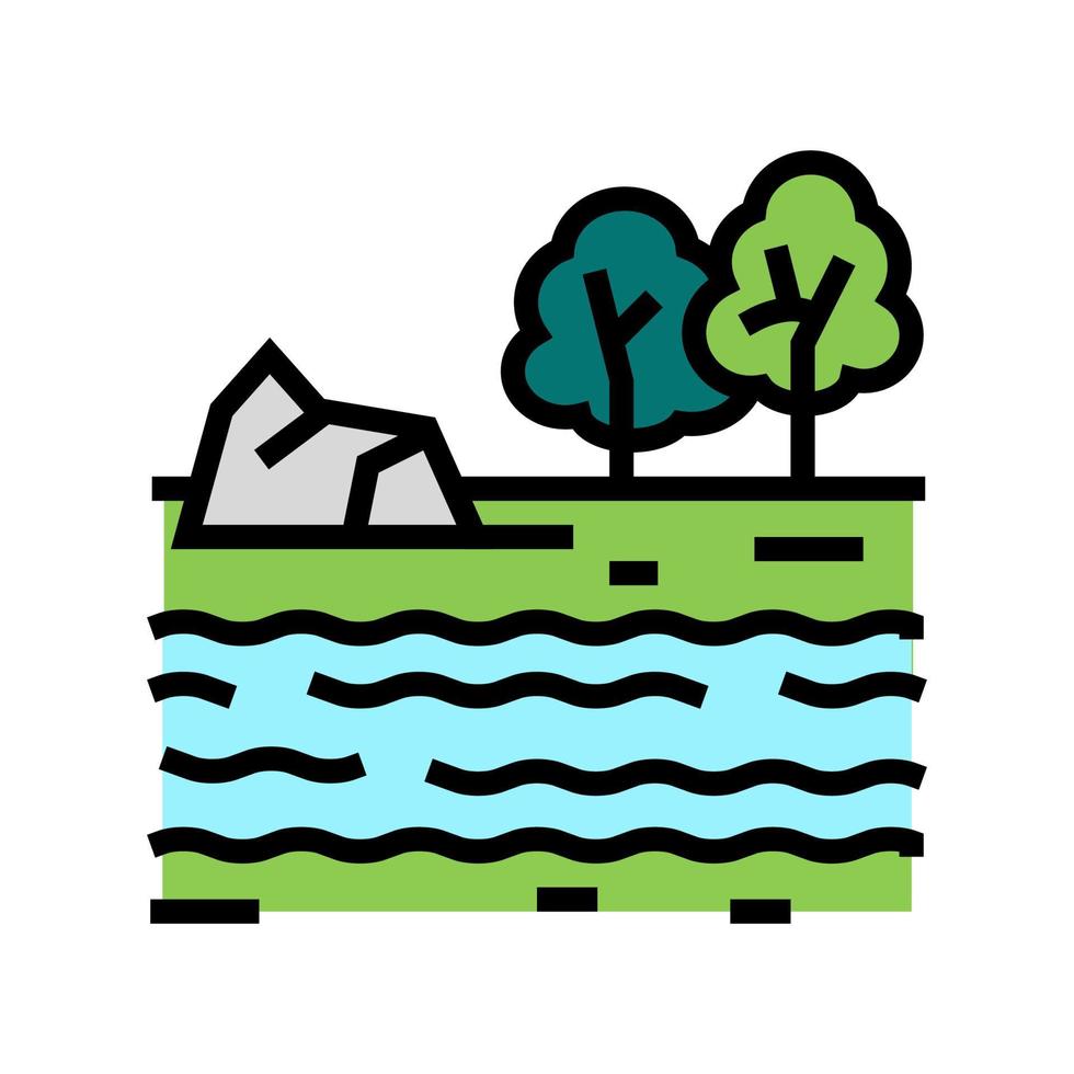 río paisaje color icono vector ilustración