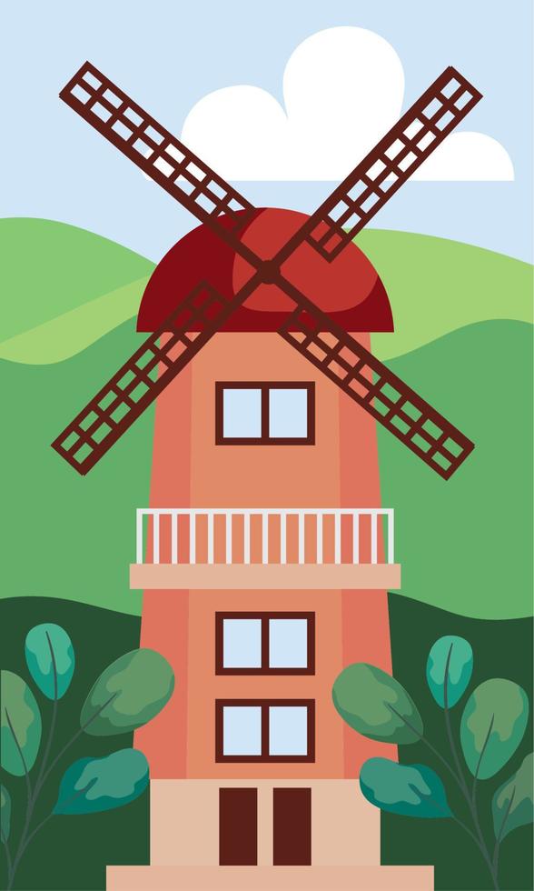 windmill farm construction vector