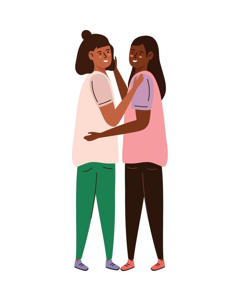 afro lesbianas amantes pareja vector