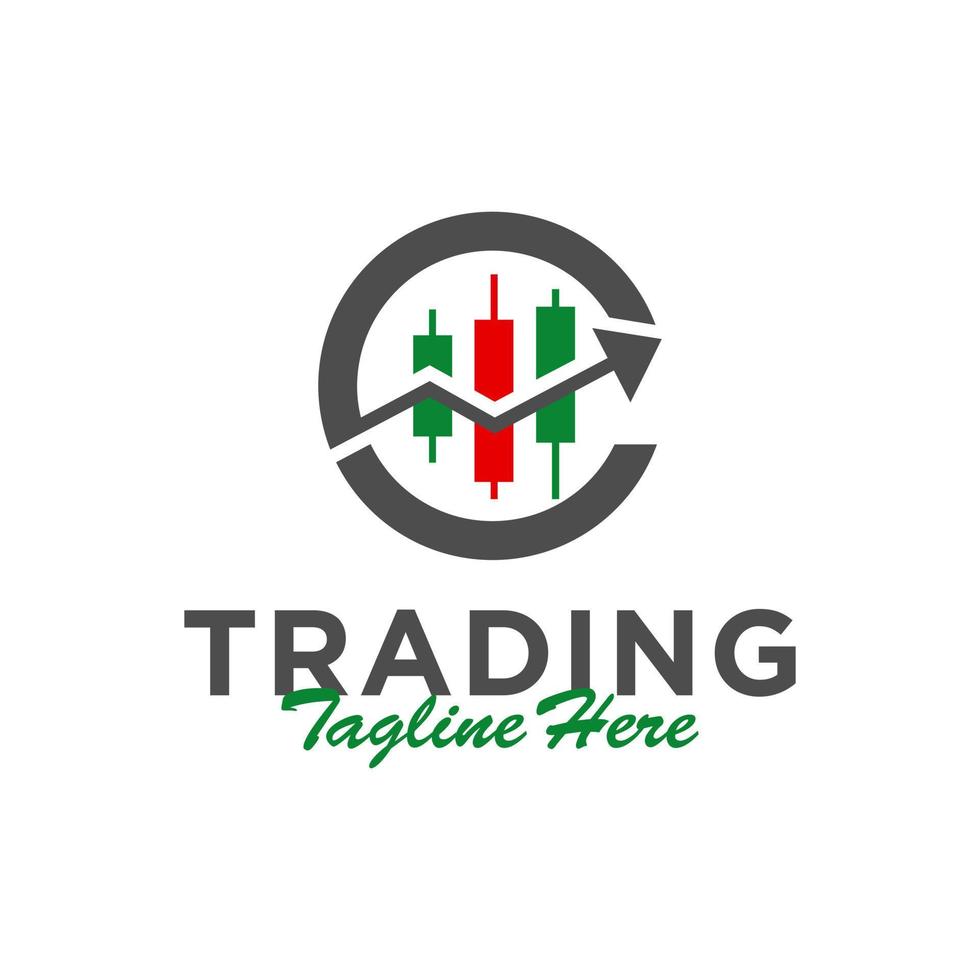 trading chart company illustration logo with letter C vector