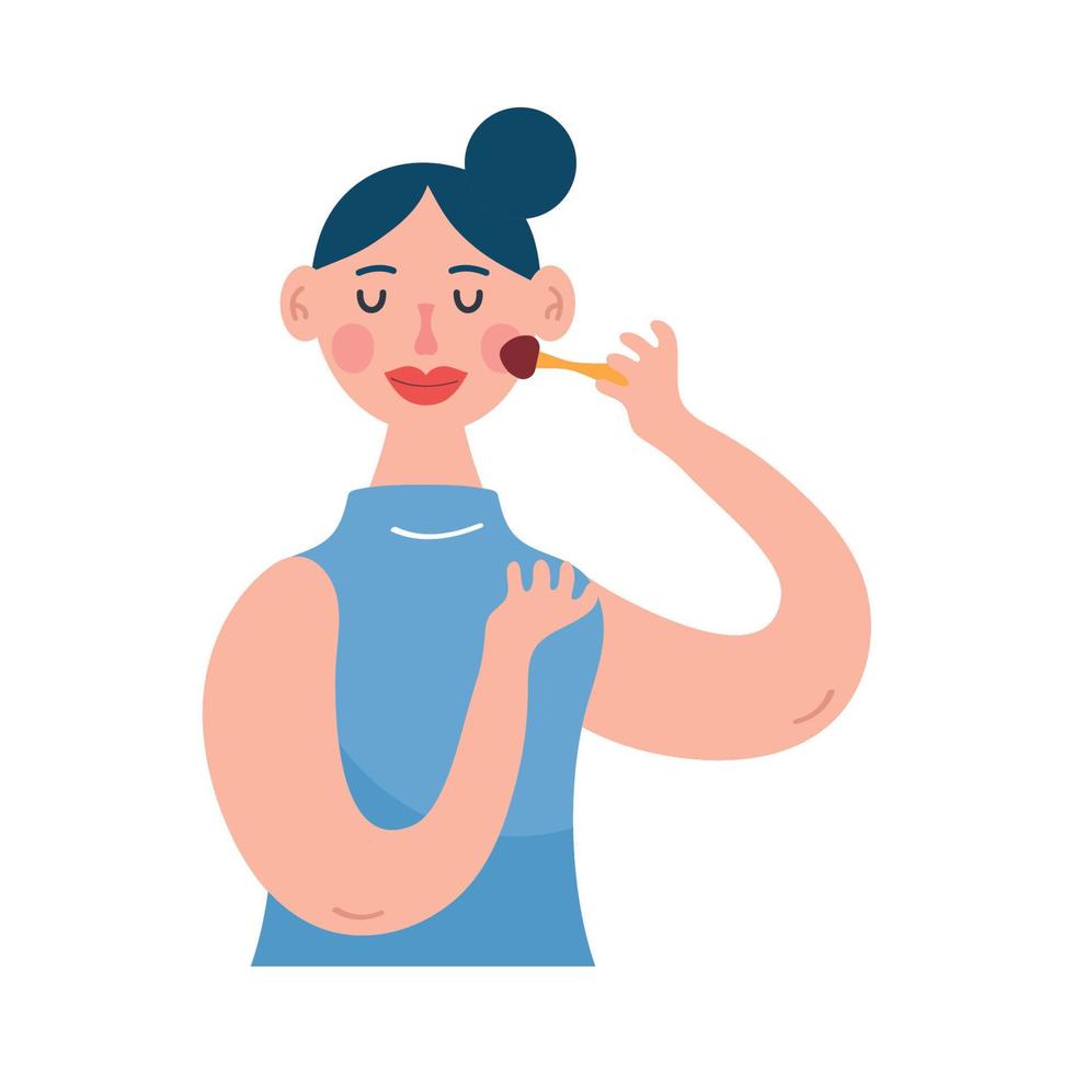 woman putting on makeup vector