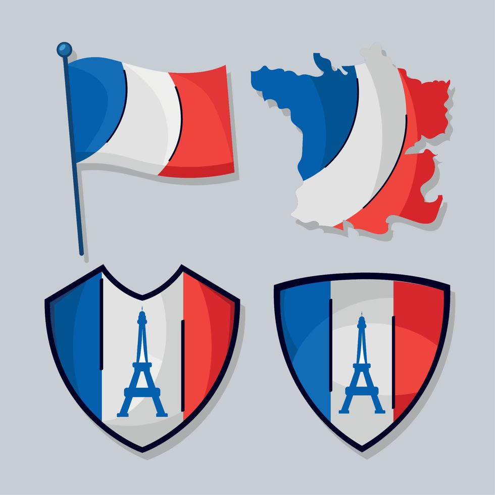 four bastille day icons vector