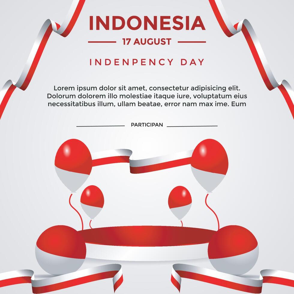 Indonesian independence day theme social media post template vector