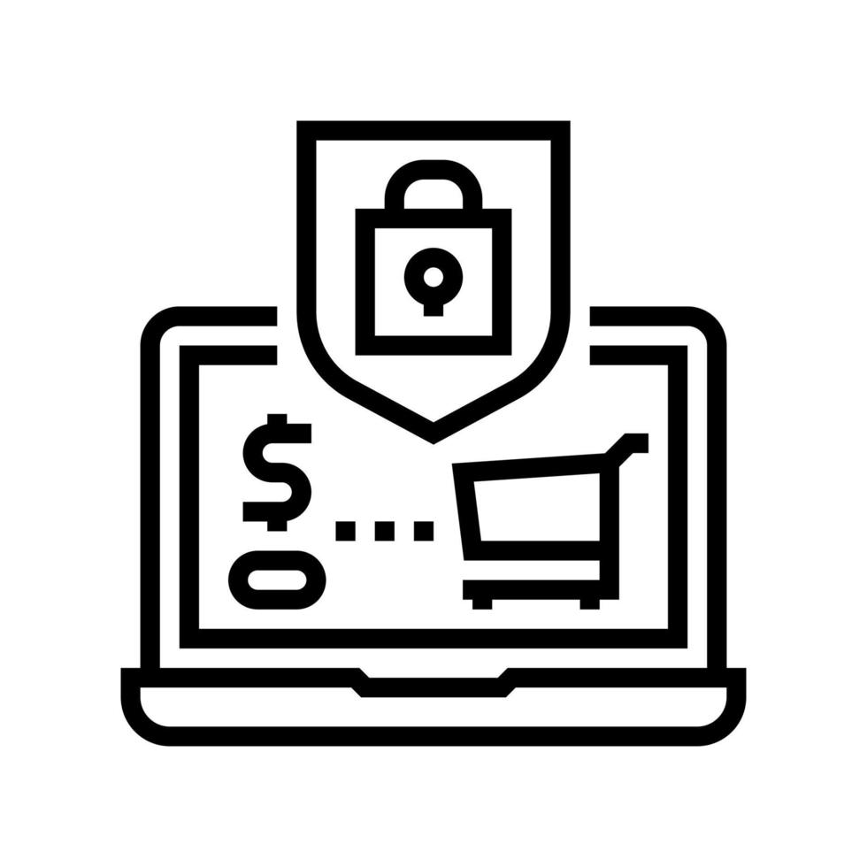 secure shopping line icon vector illustration