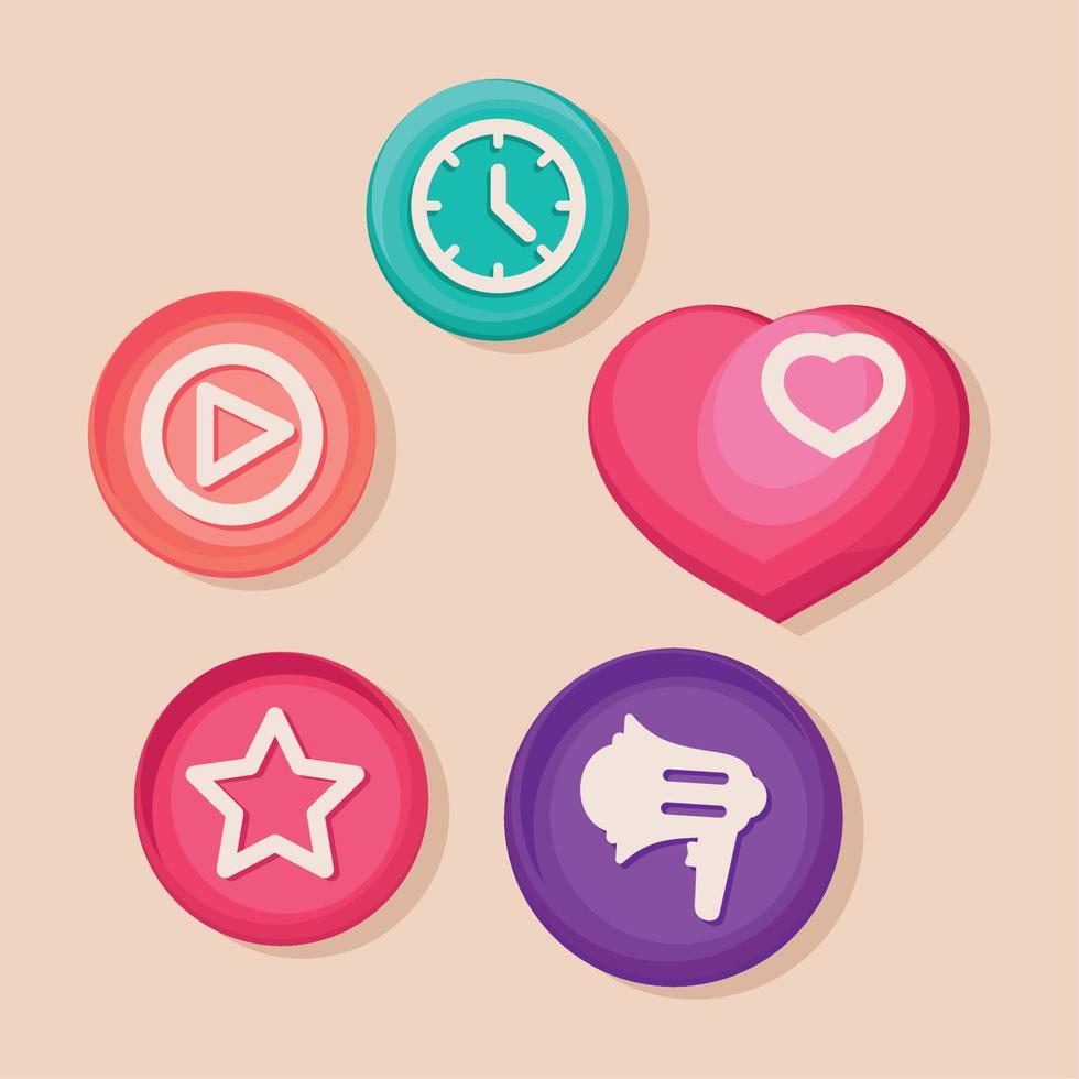 five apps buttons menu vector