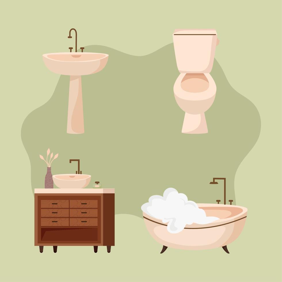 bathroom interior objects vector