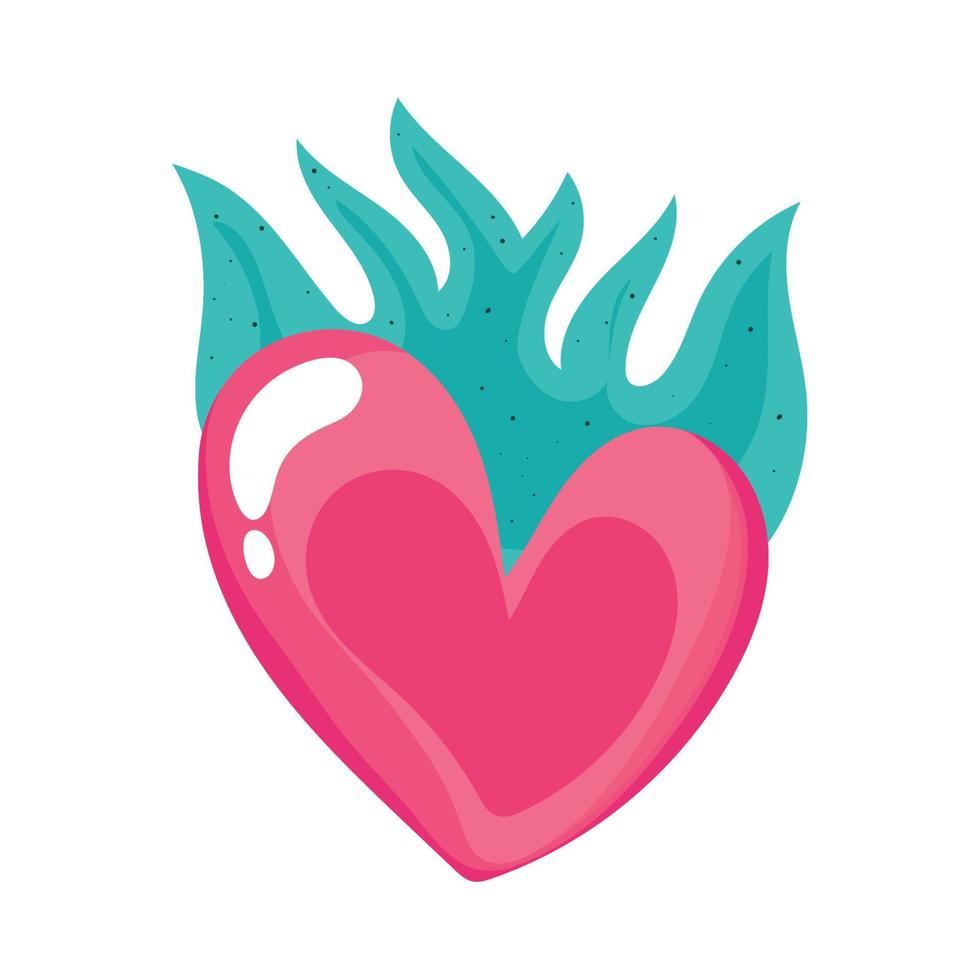 pink heart onfire vector
