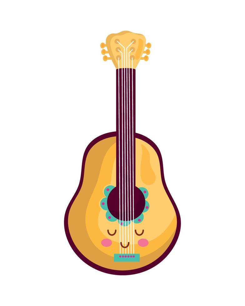 guitarra, kawaii, carácter vector