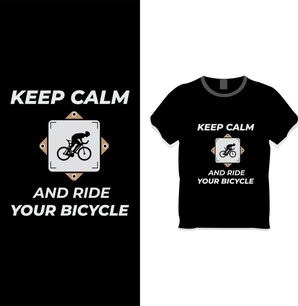 mantén la calma y monta tu diseño de camiseta de bicicleta vector
