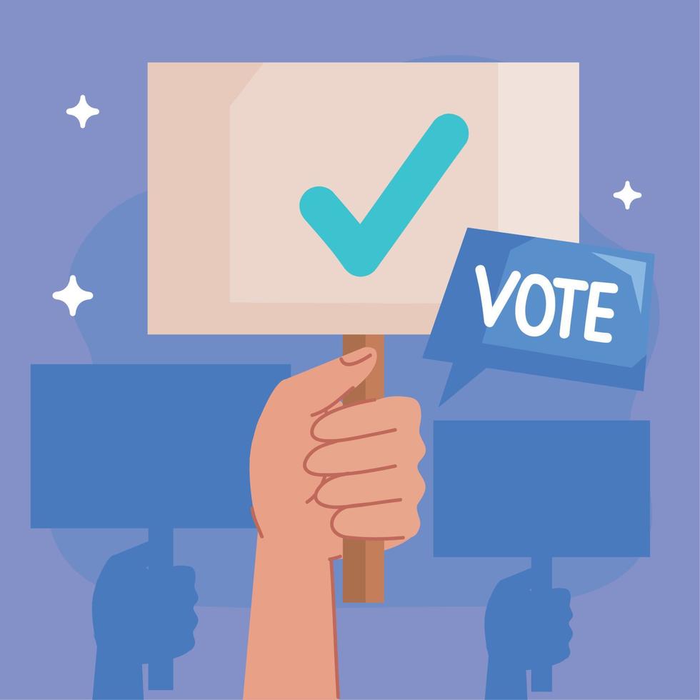 vote in speech bubble and banner vector