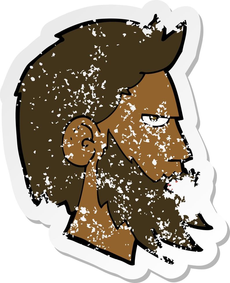retro distressed sticker of a cartoon man with beard vector