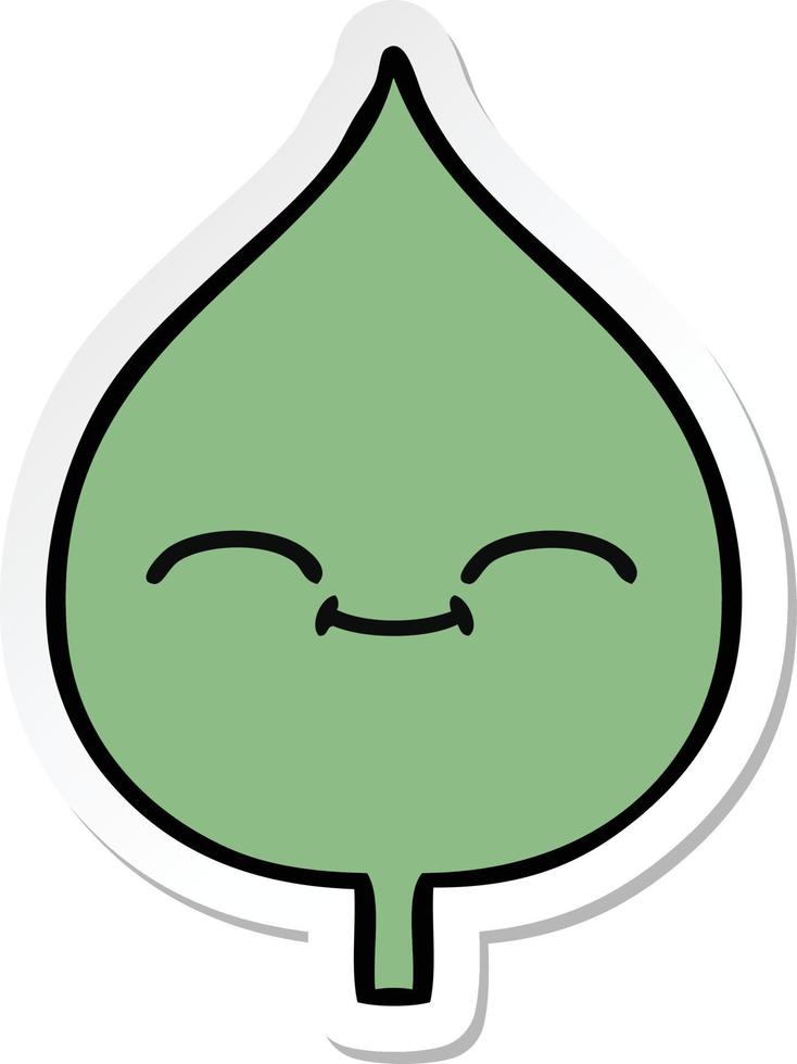 sticker of a cute cartoon expressional leaf vector