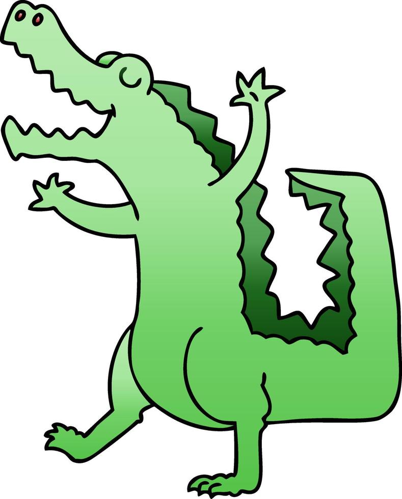 quirky gradient shaded cartoon crocodile vector