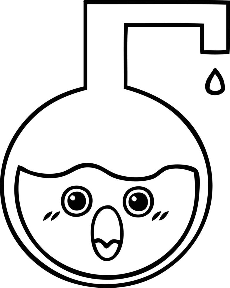 line drawing cartoon science experiment vector