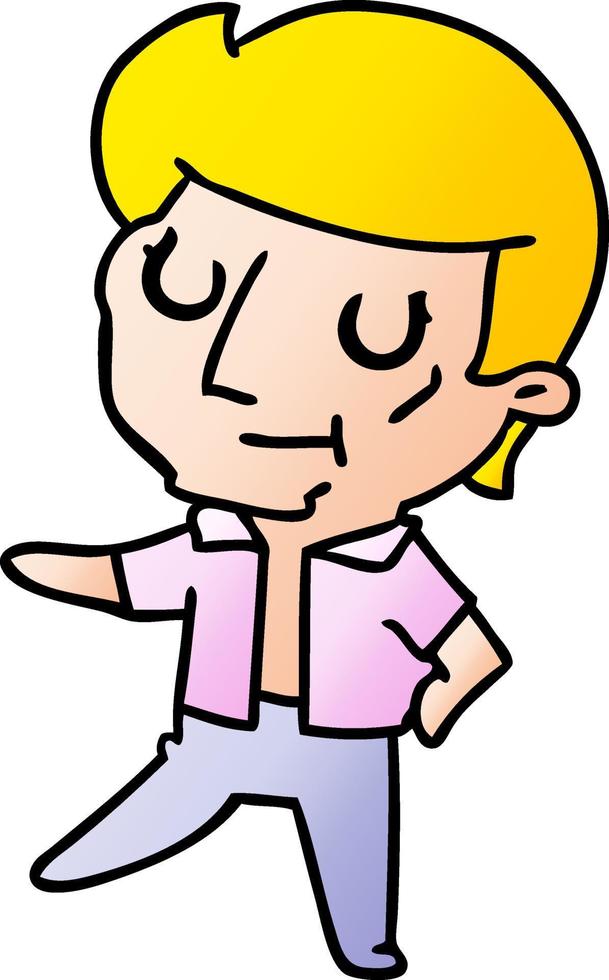 gradient cartoon of kawaii older man vector