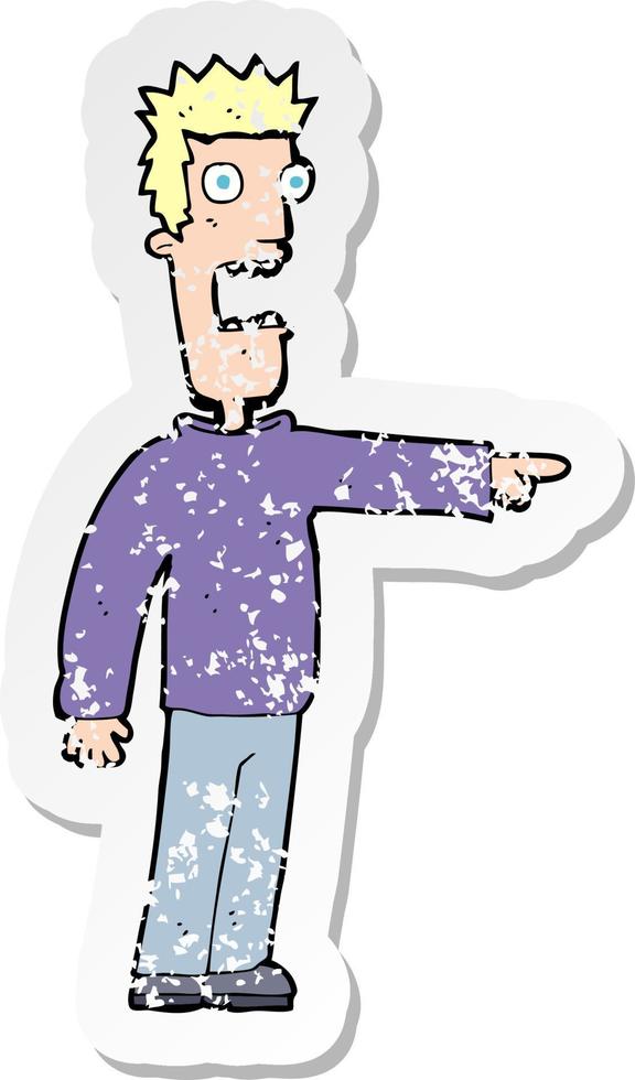 retro distressed sticker of a cartoon terrified man vector